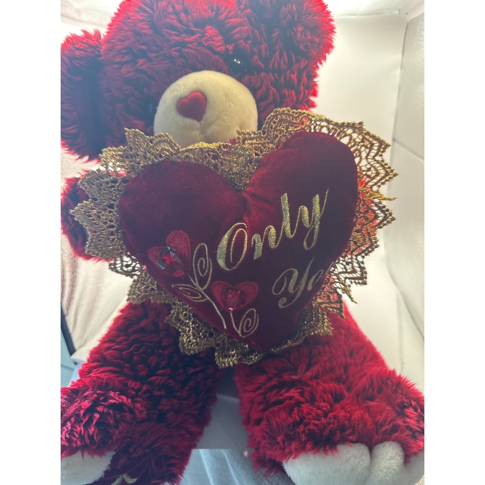 Red Valentine Teddy Bear 2007 Holding‎ Heart "Only You" Plush